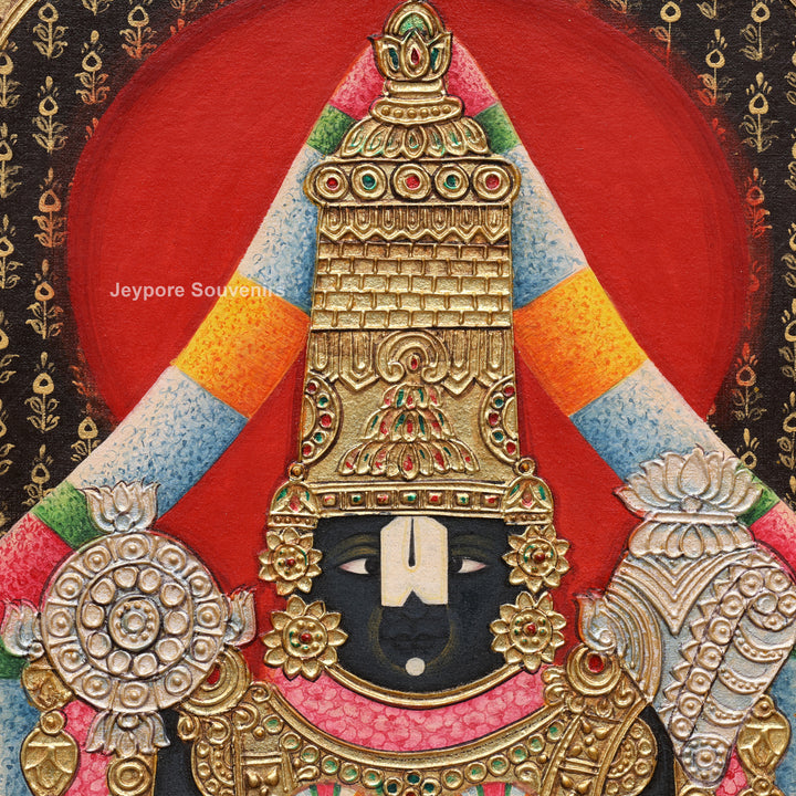 Tirupati Balaji Tanjore Painting with Real Gold Leaf Work