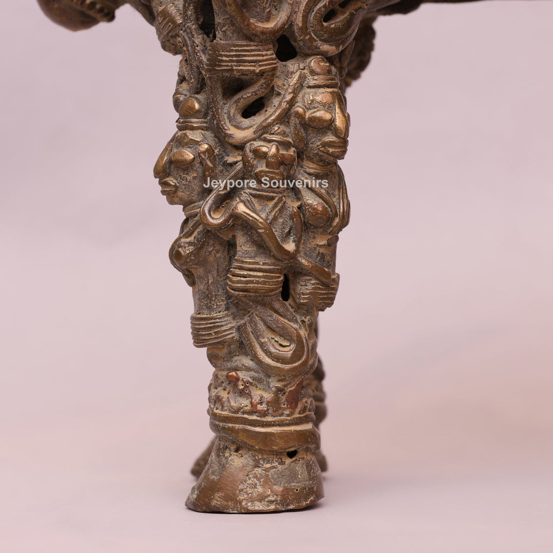 Handcrafted Dhokra Brass Nandi Sculpture with Jali Work