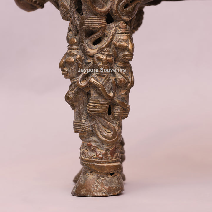 Handcrafted Dhokra Brass Nandi Sculpture with Jali Work