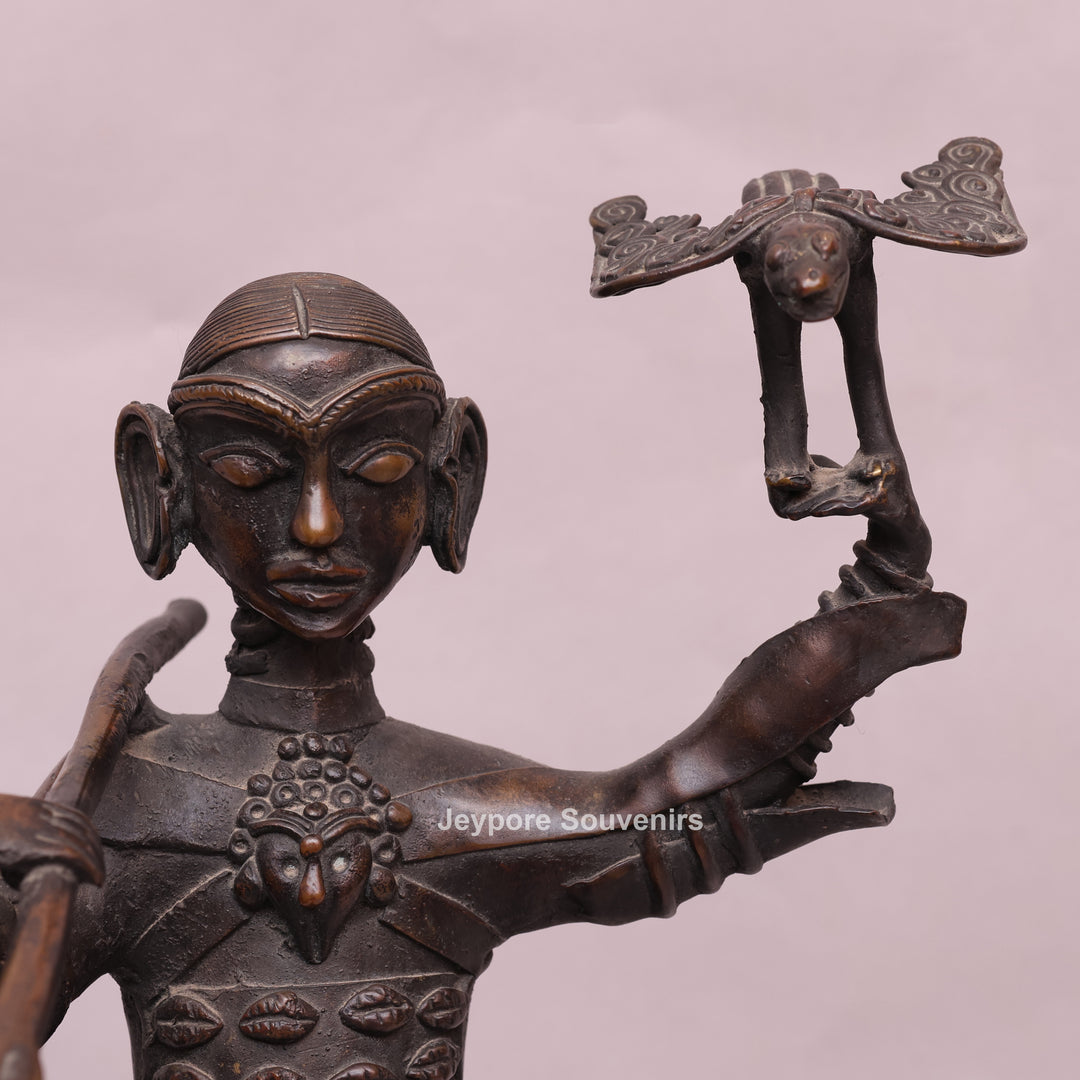 Handcrafted Dhokra Brass Warrior on Horse Sculpture