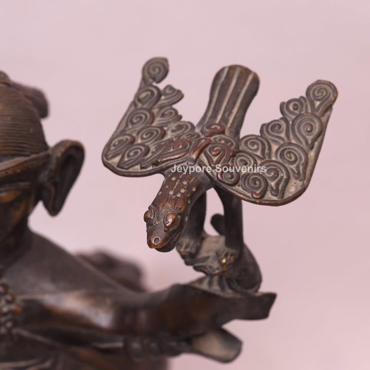 Handcrafted Dhokra Brass Warrior on Horse Sculpture