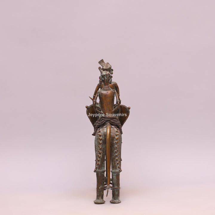 Handcrafted Dhokra Brass Elephant with Three Tribal Figures