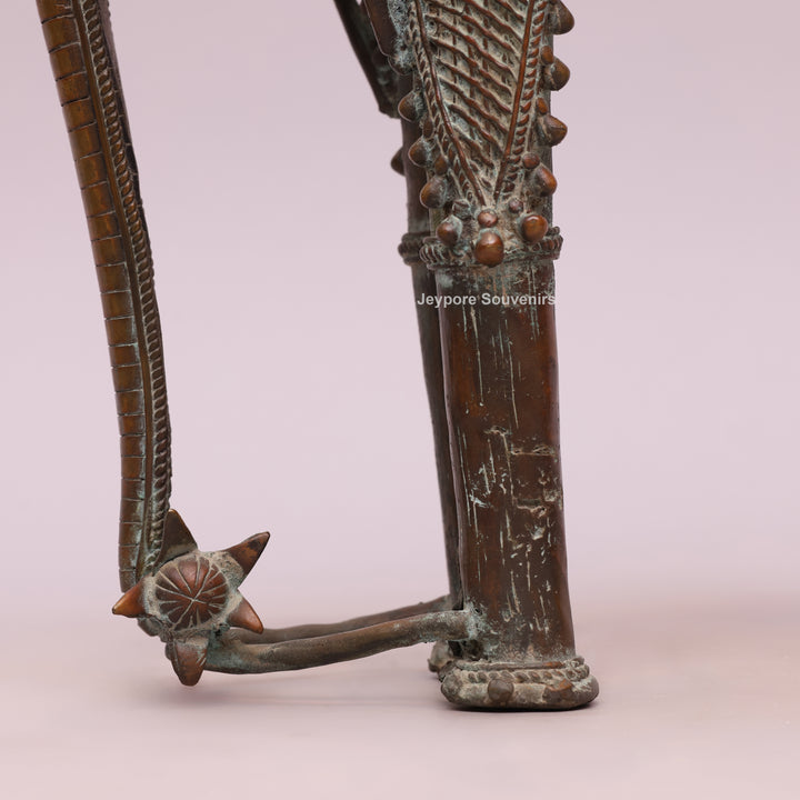 Handcrafted Dhokra Brass Elephant with Three Tribal Figures