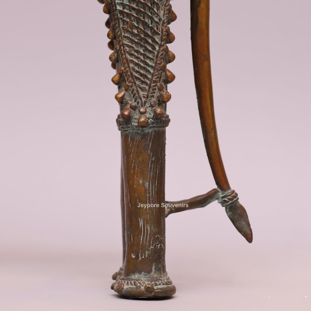 Handcrafted Dhokra Brass Elephant with Three Tribal Figures