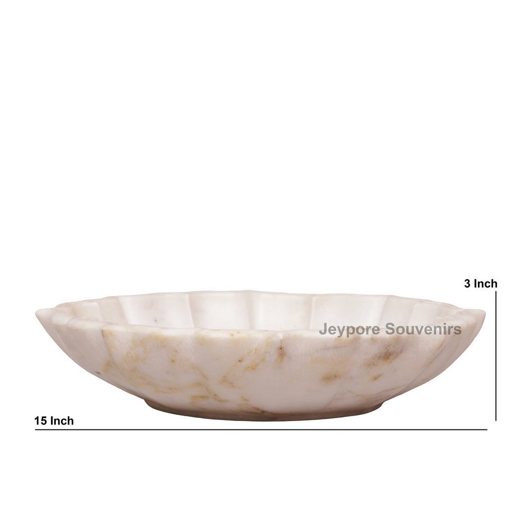 Hand-Carved White Marble Lotus Bowl