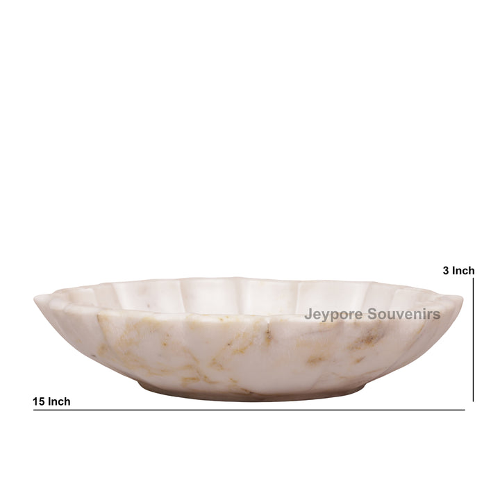 Hand-Carved White Marble Lotus Bowl