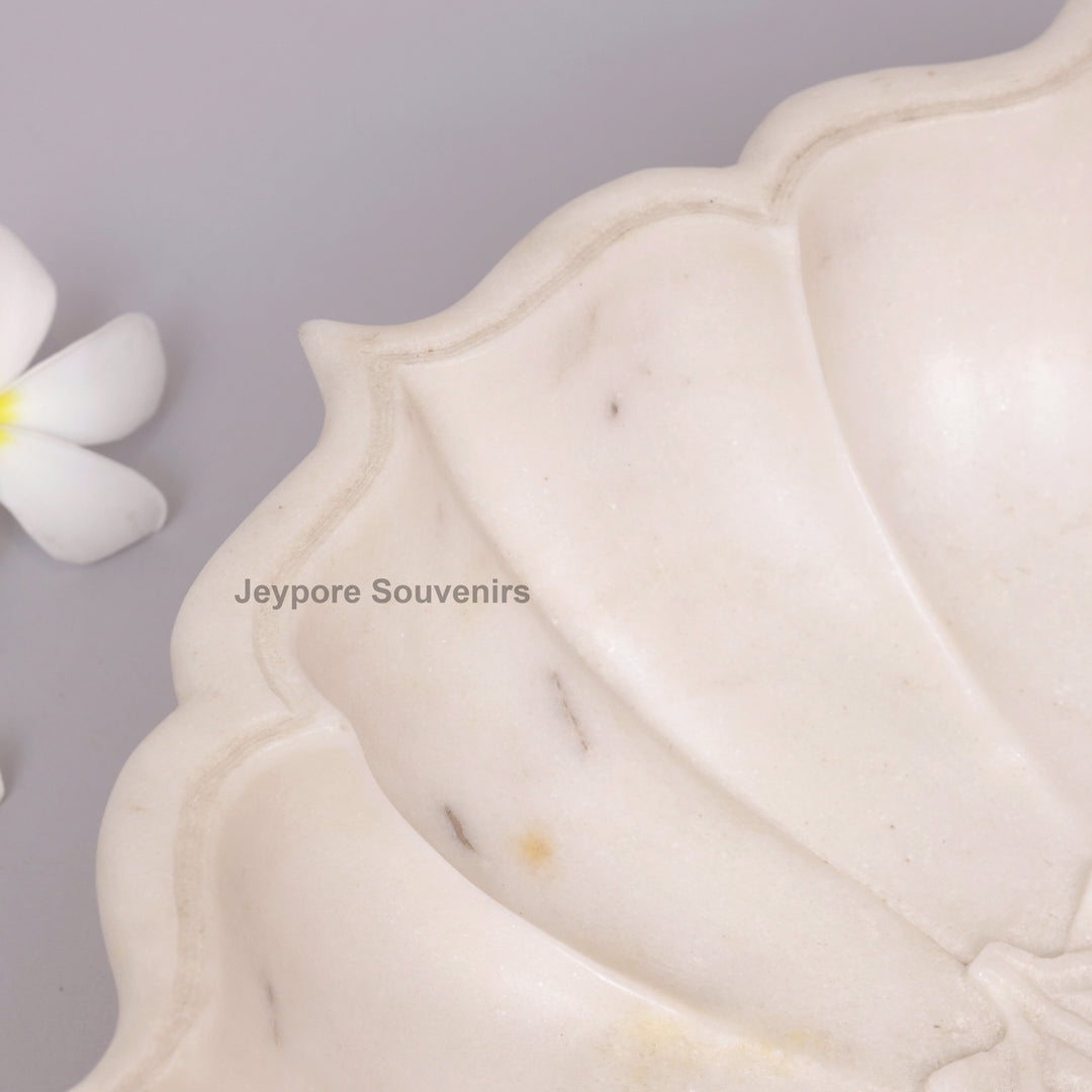 Hand-Carved White Marble Lotus Bowl