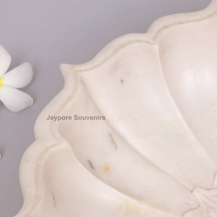 Hand-Carved White Marble Lotus Bowl