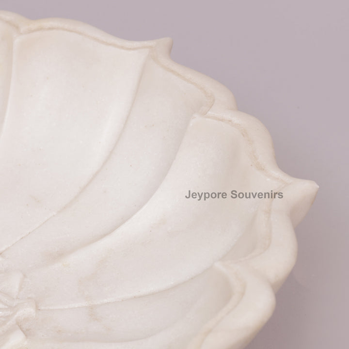 Hand-Carved White Marble Lotus Bowl