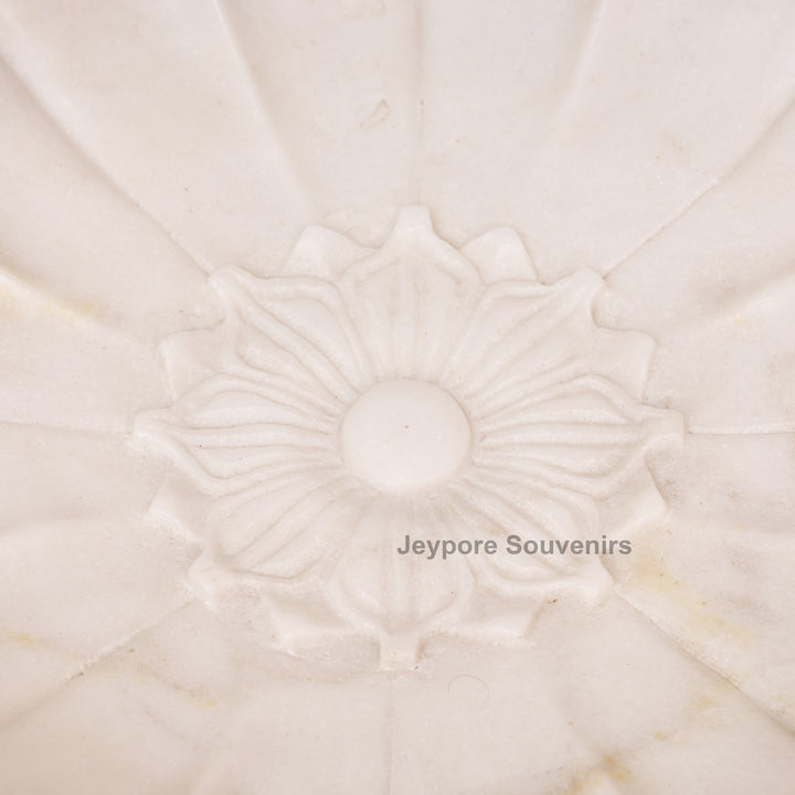 Hand-Carved White Marble Lotus Bowl