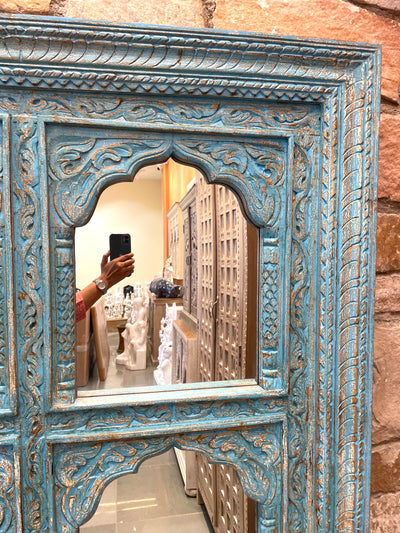 6 Jharokha Hand carved mirror frame in distressed finish