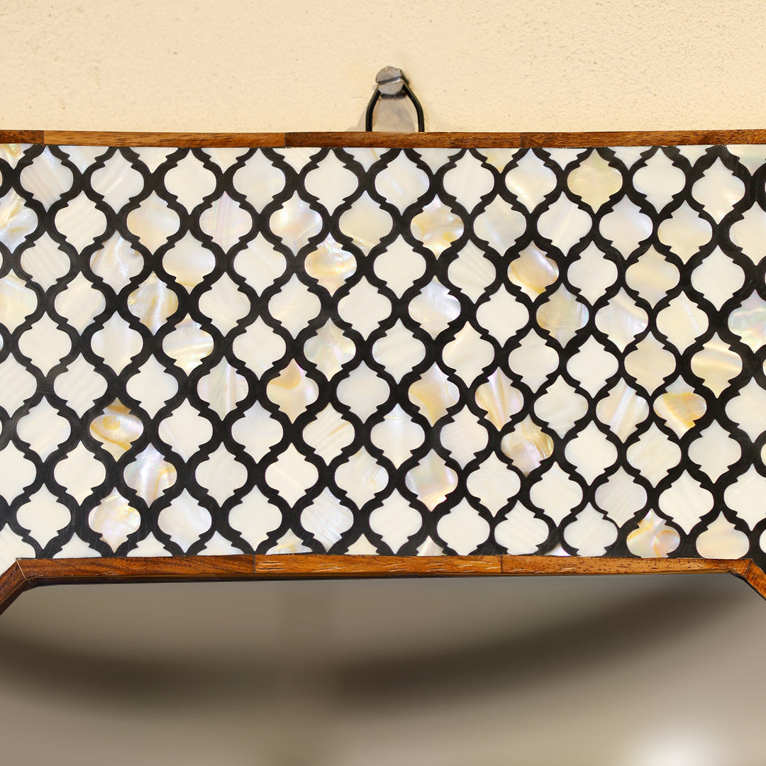 Handcrafted Octagonal Black &amp; White Bone Inlay Wall Mirror