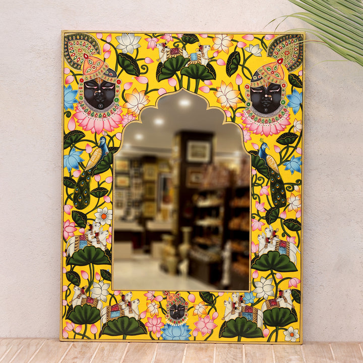 Handcrafted Wooden Shrinathji Pichwai Mirror Frame