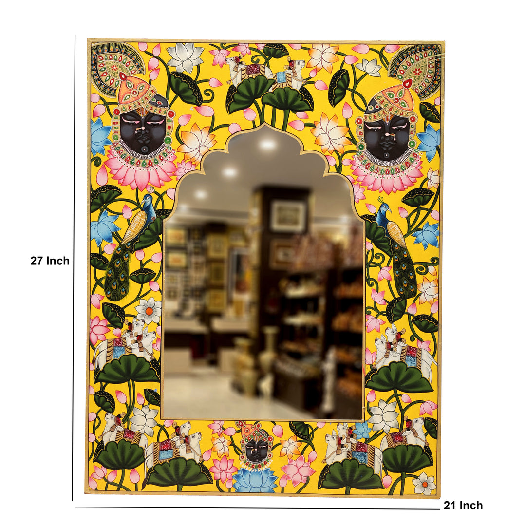 Handcrafted Wooden Shrinathji Pichwai Mirror Frame