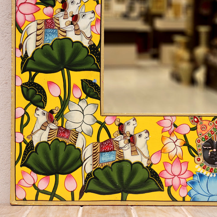 Handcrafted Wooden Shrinathji Pichwai Mirror Frame
