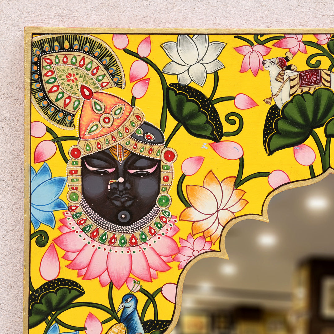 Handcrafted Wooden Shrinathji Pichwai Mirror Frame