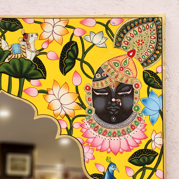 Handcrafted Wooden Shrinathji Pichwai Mirror Frame