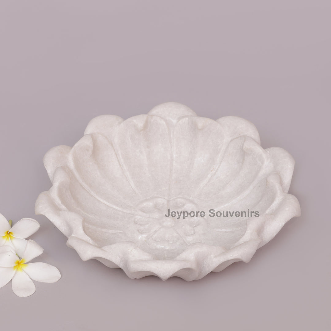 White Marble Hand-Carved Urli bowl