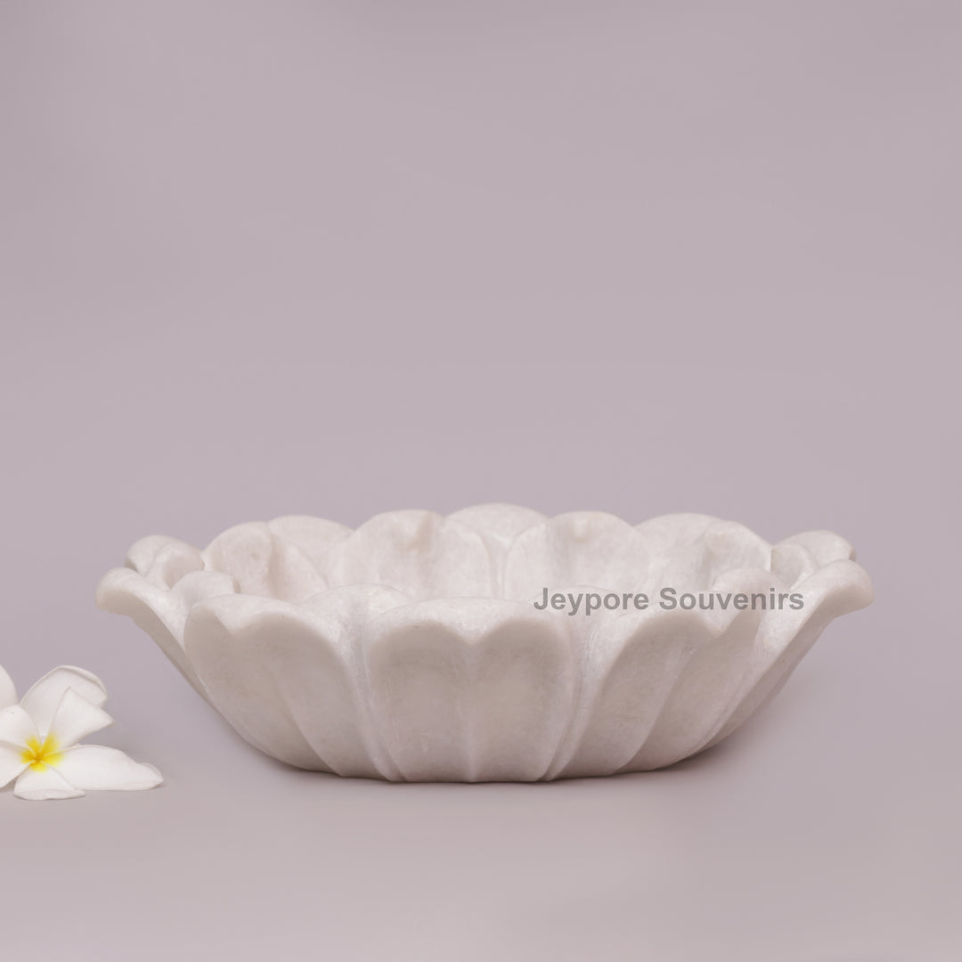 White Marble Hand-Carved Urli bowl