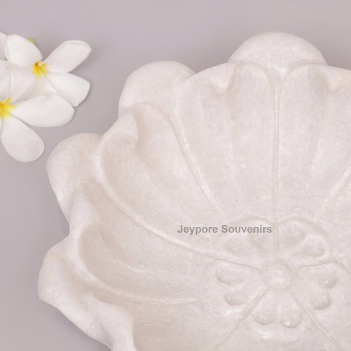 White Marble Hand-Carved Urli bowl