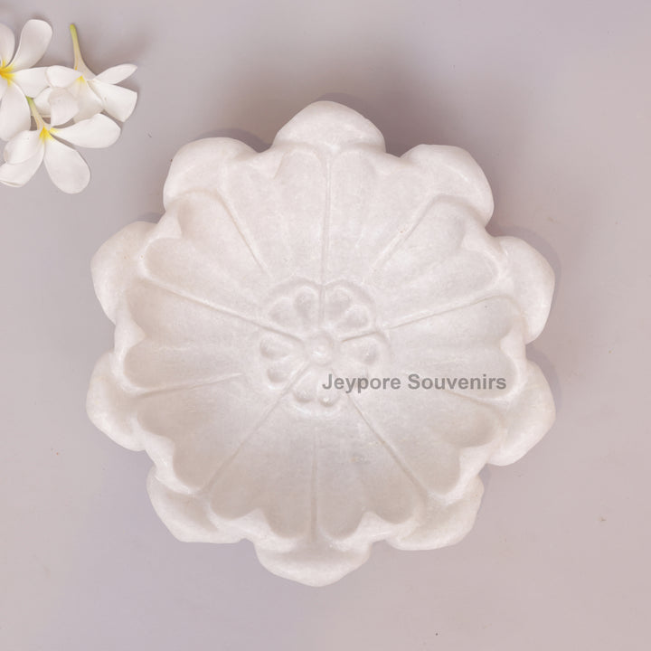 White Marble Hand-Carved Urli bowl
