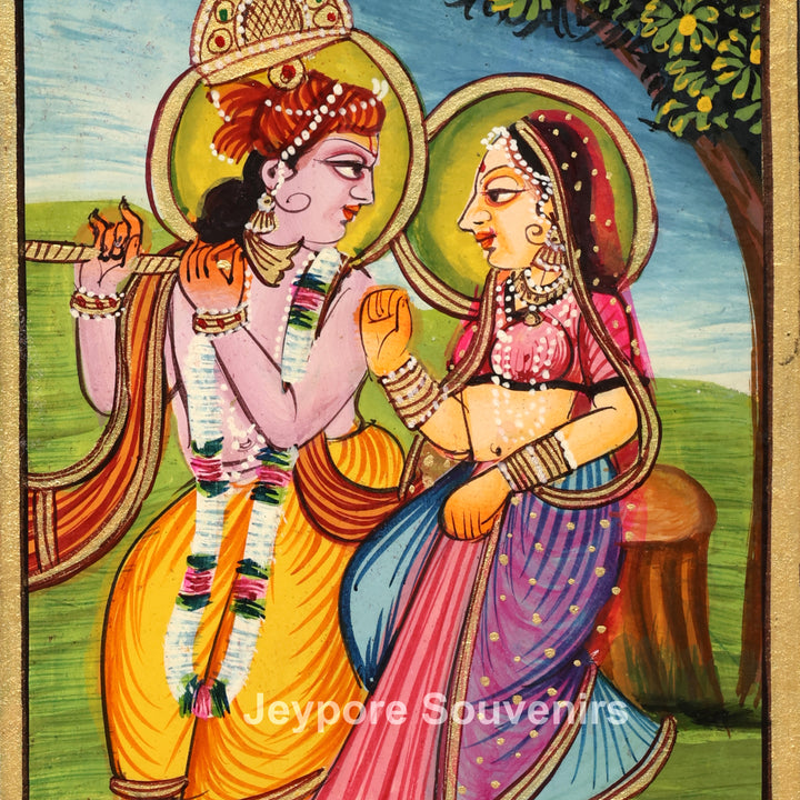 Traditional Handcrafted Radha Krishna Wooden Wall Mirror