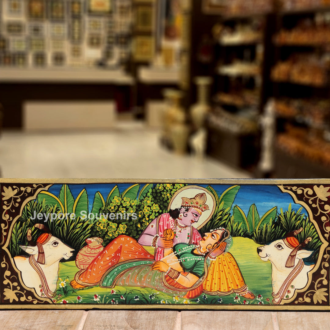Handcrafted Krishna Raas Leela Luxury Wooden Wall Mirror
