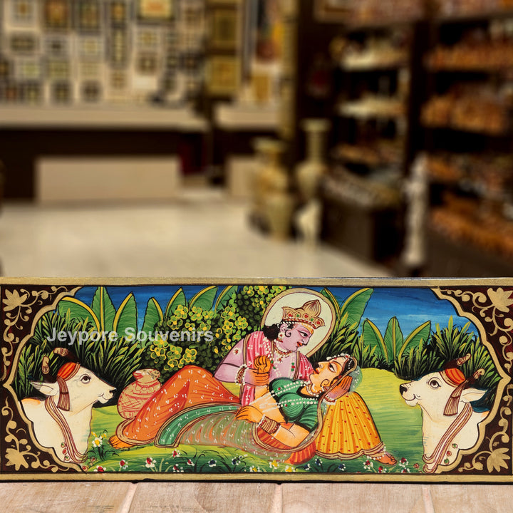 Handcrafted Krishna Raas Leela Luxury Wooden Wall Mirror