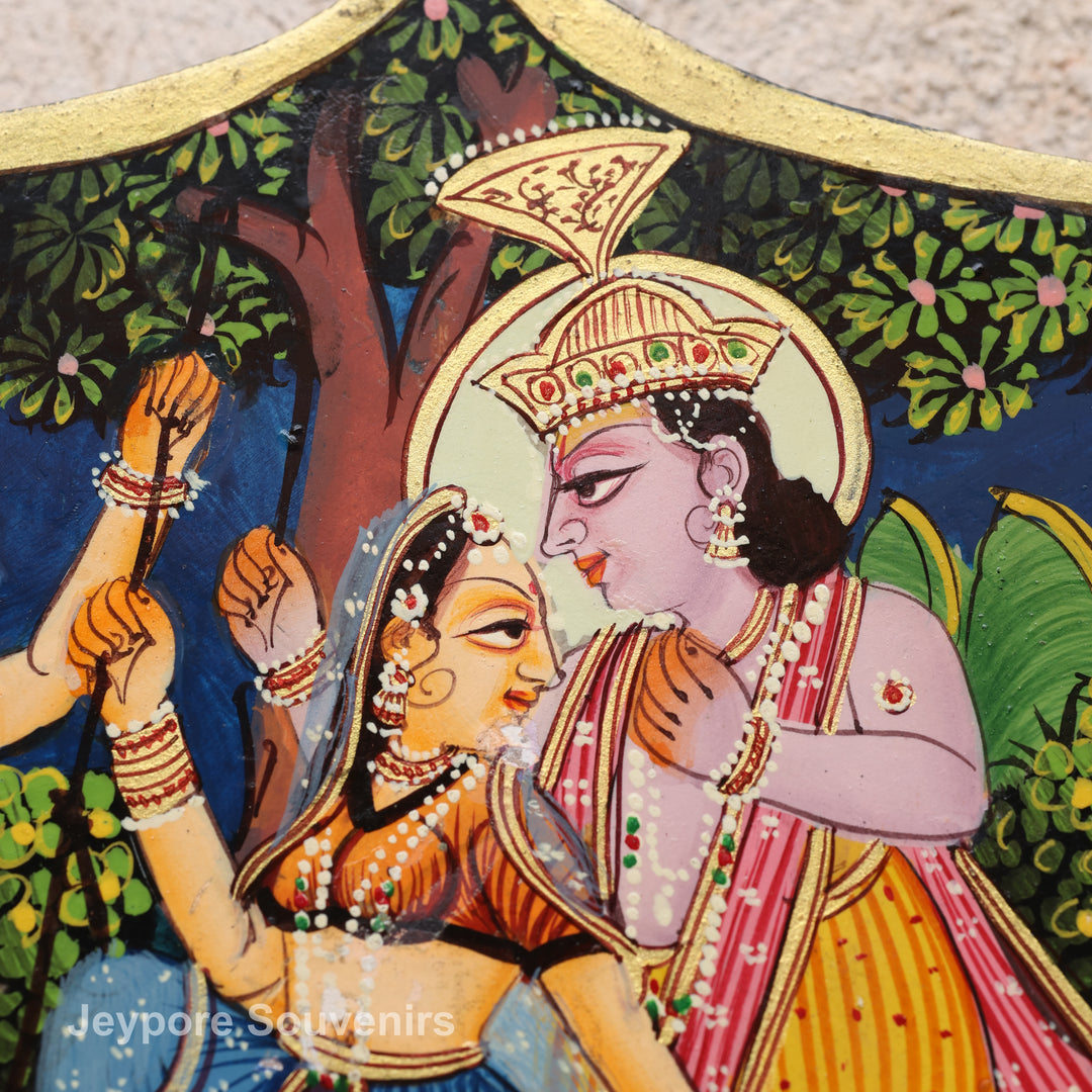Handcrafted Krishna Raas Leela Luxury Wooden Wall Mirror