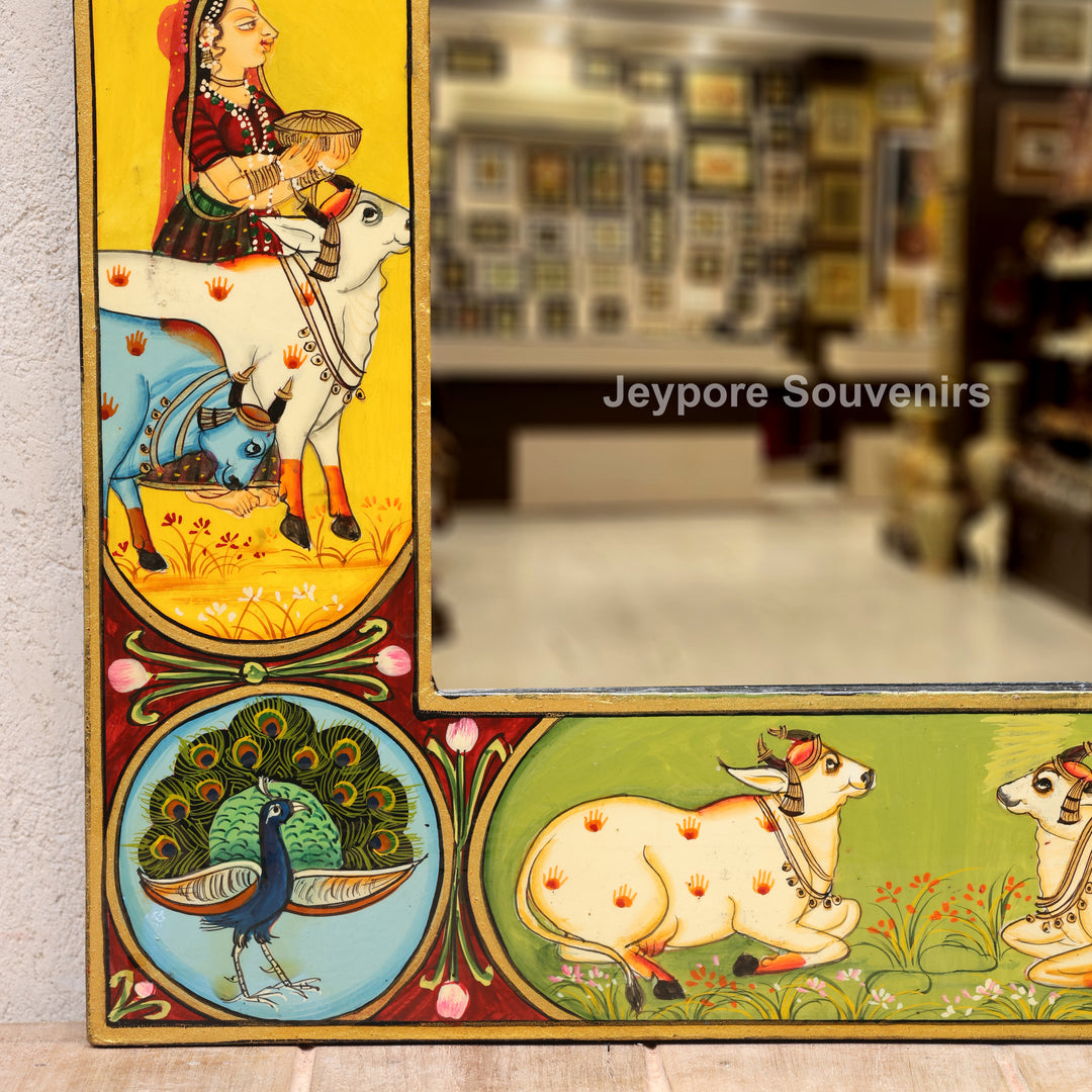 Radha Krishna Miniature Painting Decorative Wall Mirror