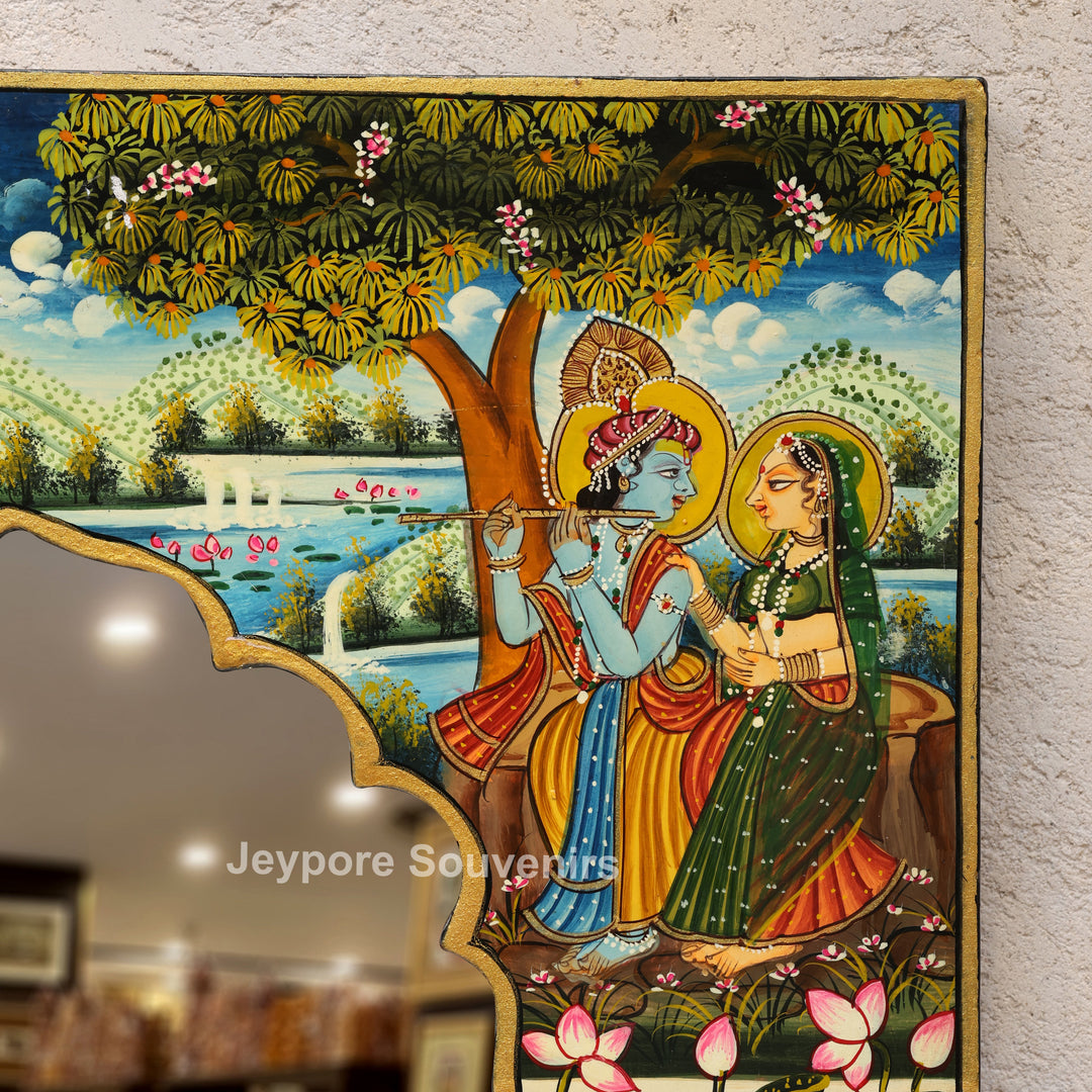 Radha Krishna Miniature Painting Decorative Wall Mirror