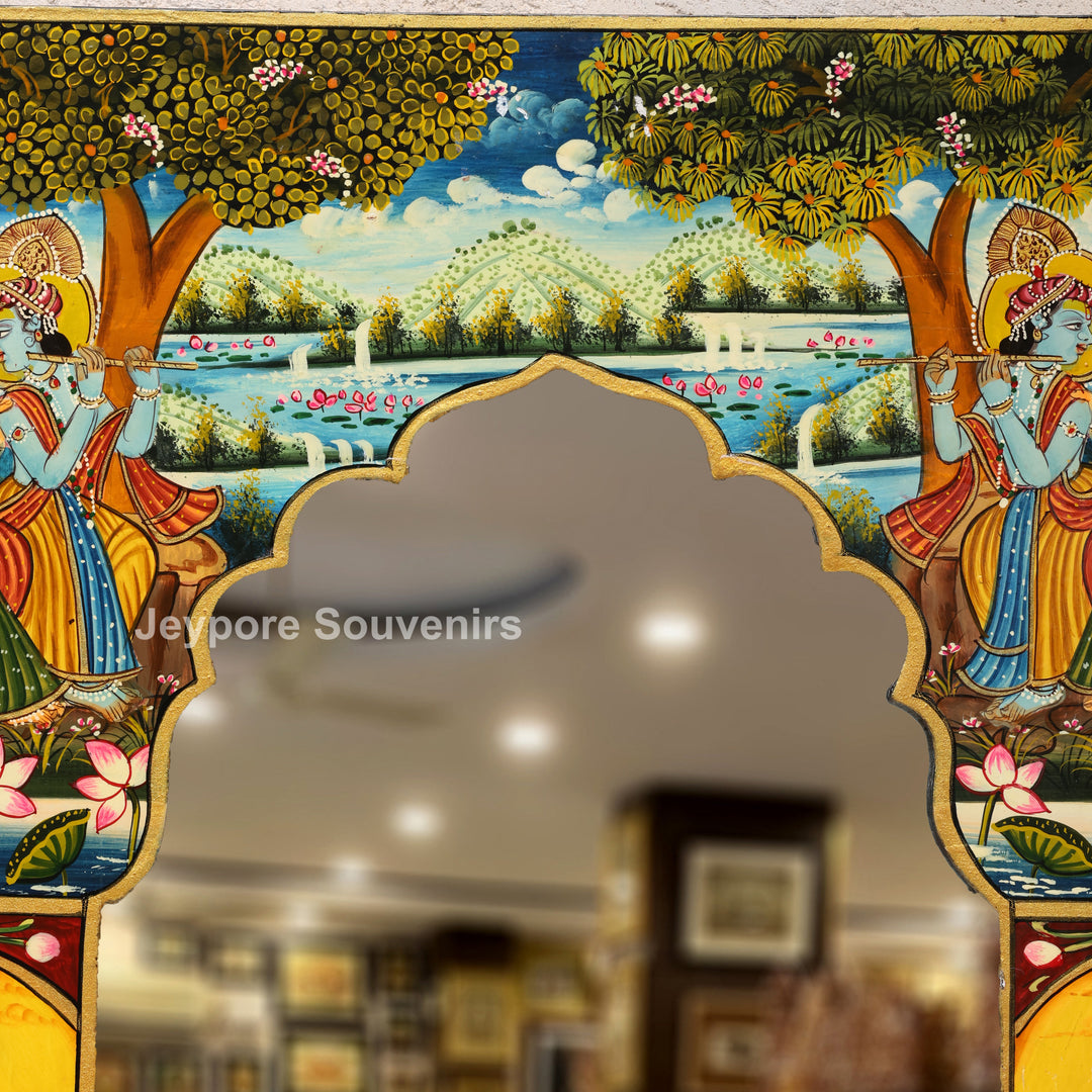 Radha Krishna Miniature Painting Decorative Wall Mirror