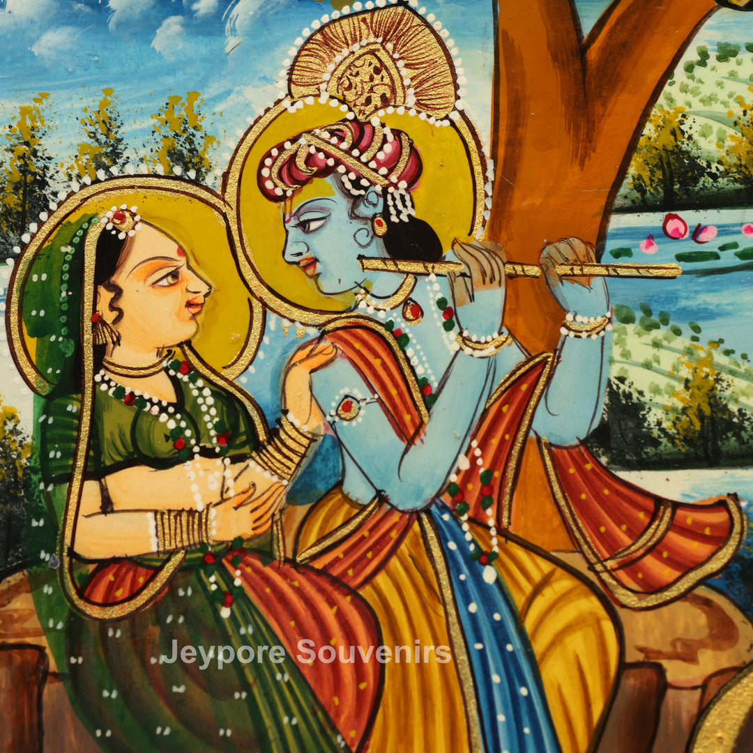 Radha Krishna Miniature Painting Decorative Wall Mirror