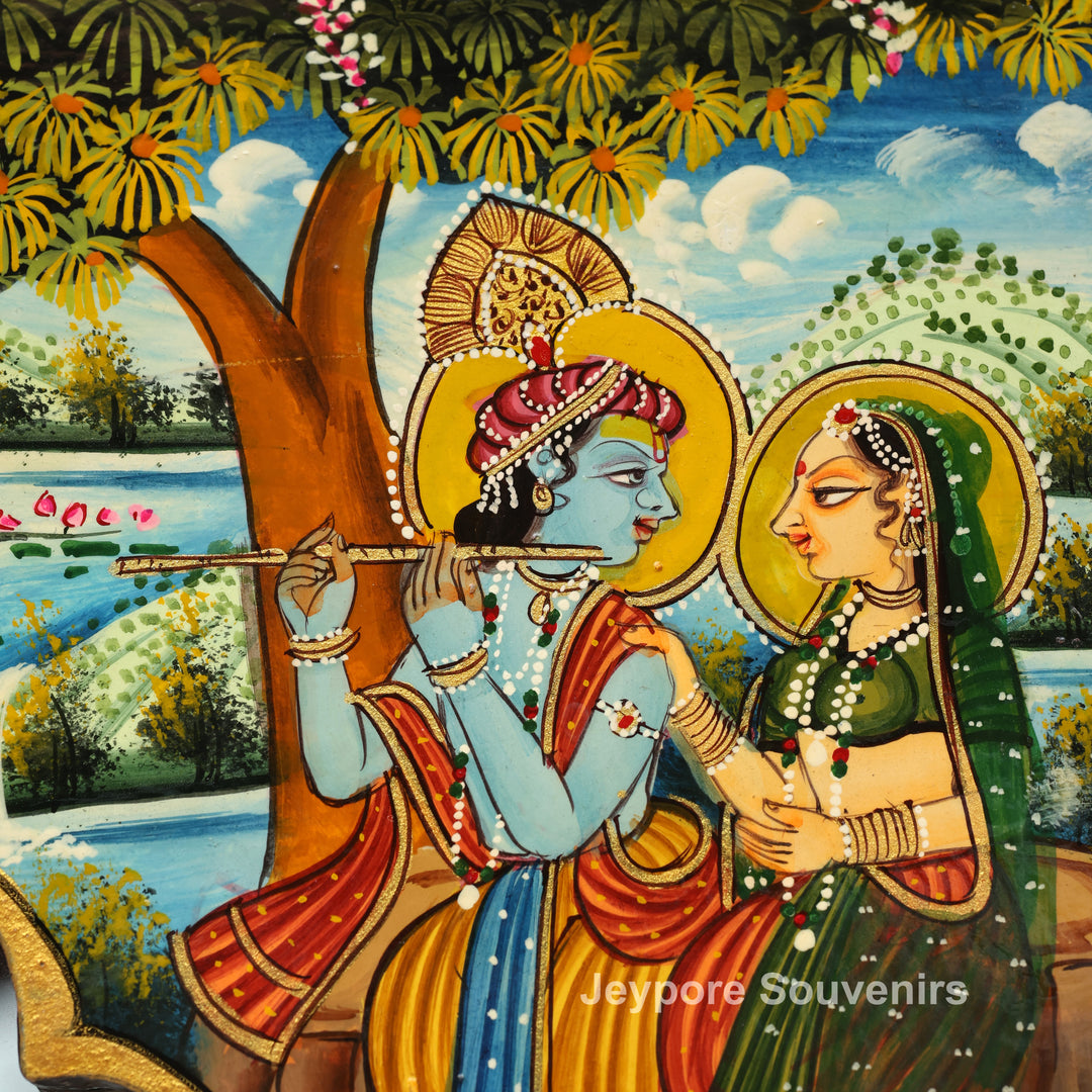 Radha Krishna Miniature Painting Decorative Wall Mirror