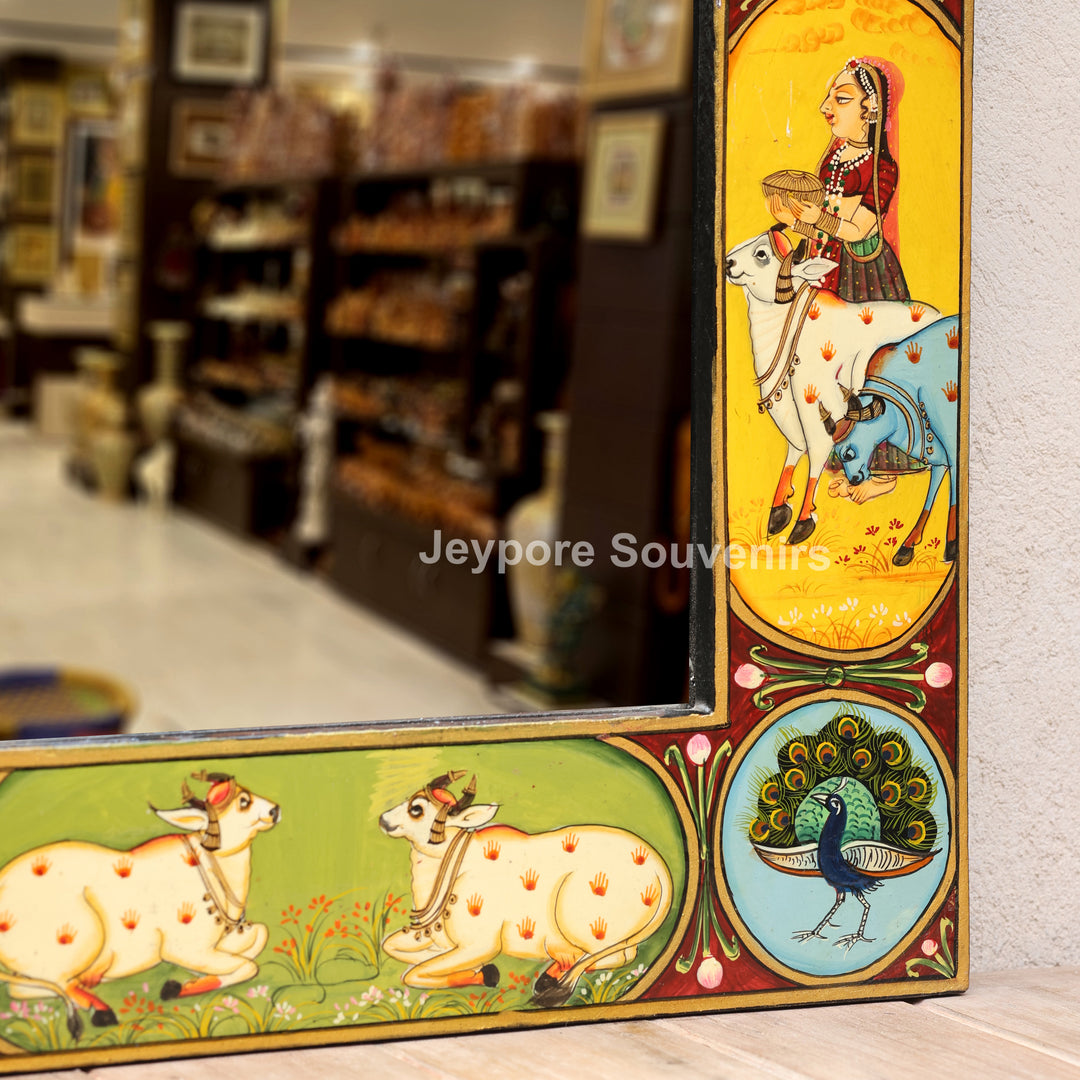 Radha Krishna Miniature Painting Decorative Wall Mirror