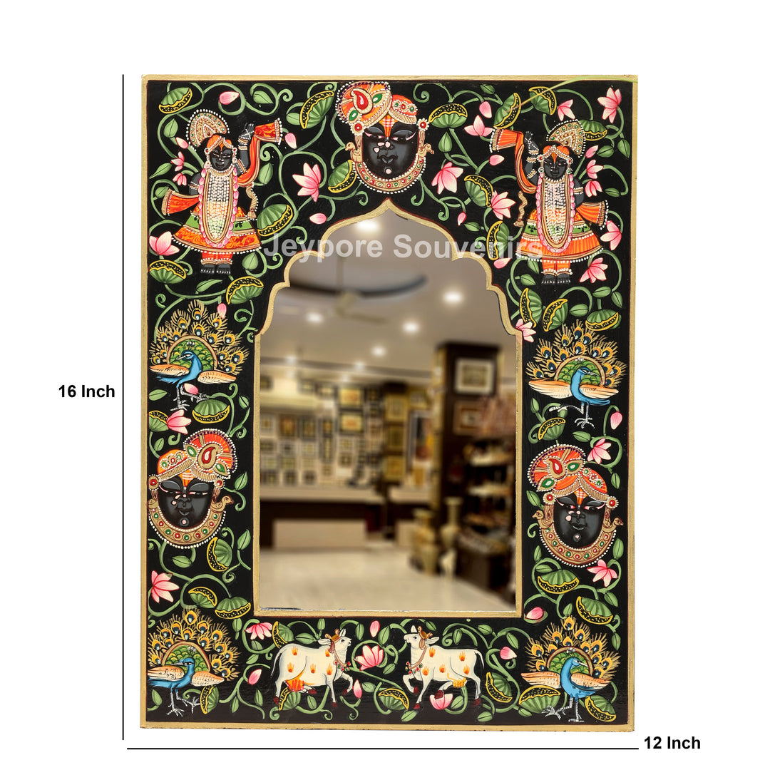 Handcrafted Pichwai Shrinathji Mirror Frame Wall Décor