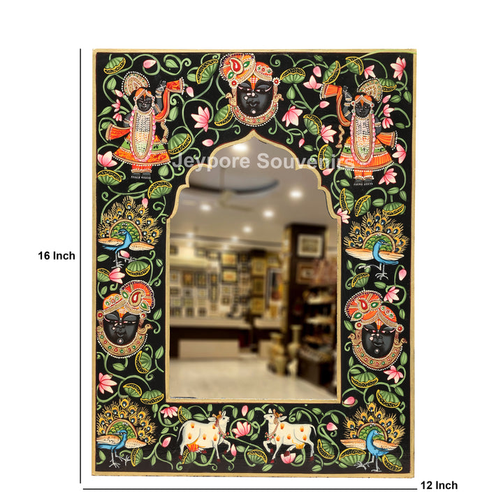 Handcrafted Pichwai Shrinathji Mirror Frame Wall Décor