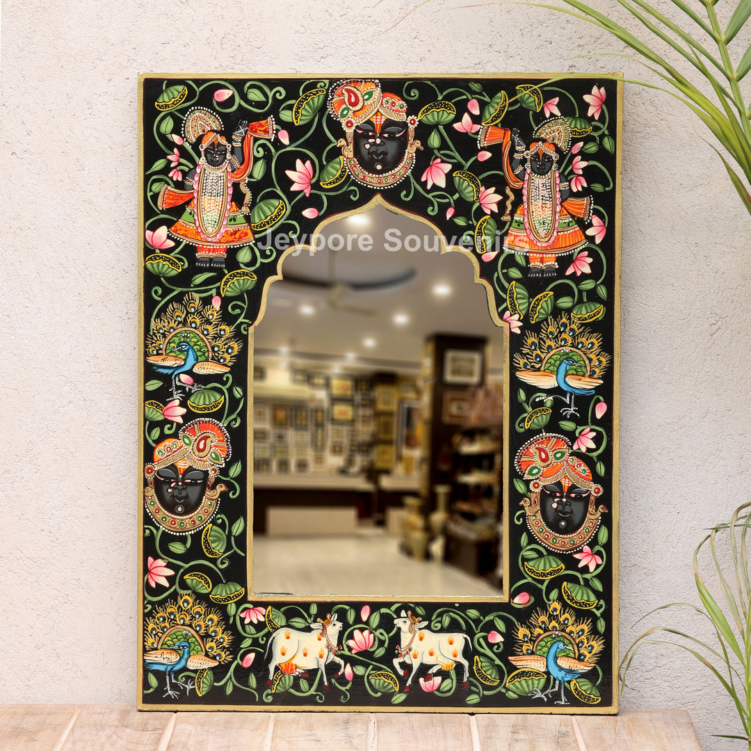 Handcrafted Pichwai Shrinathji Mirror Frame Wall Décor