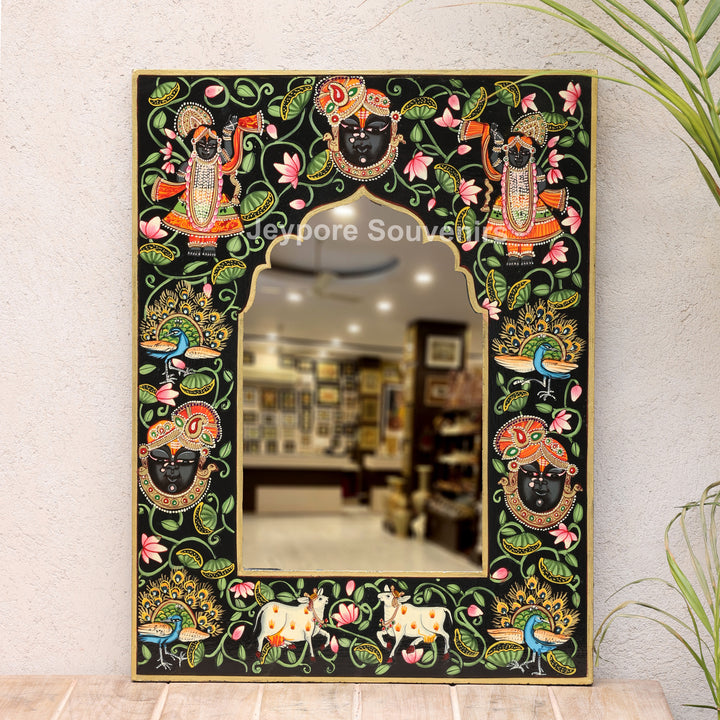 Handcrafted Pichwai Shrinathji Mirror Frame Wall Décor