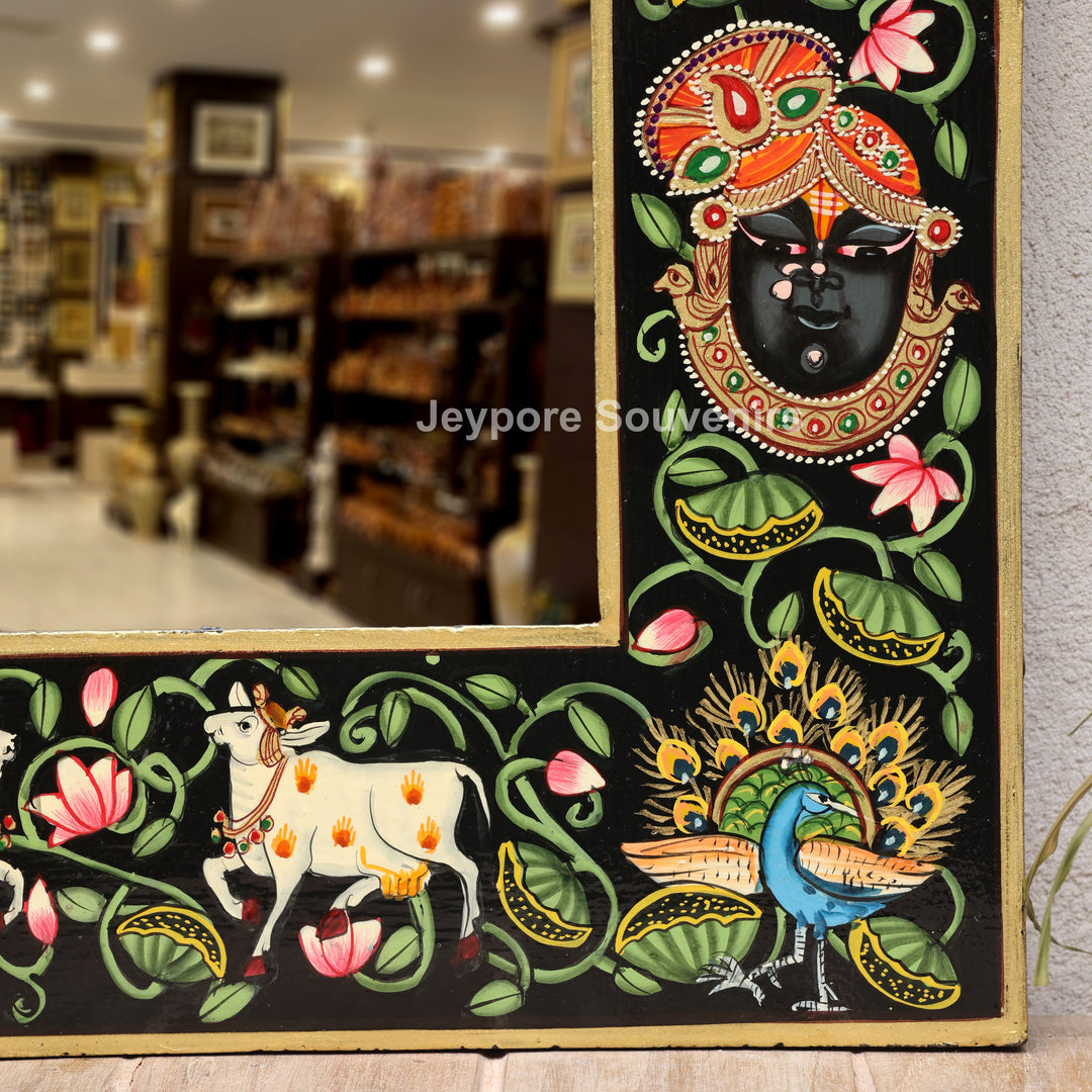 Handcrafted Pichwai Shrinathji Mirror Frame Wall Décor