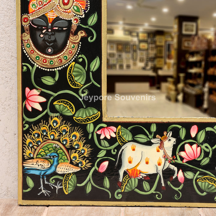 Handcrafted Pichwai Shrinathji Mirror Frame Wall Décor