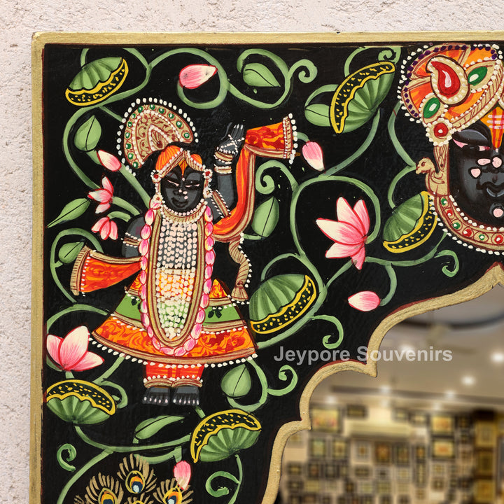 Handcrafted Pichwai Shrinathji Mirror Frame Wall Décor