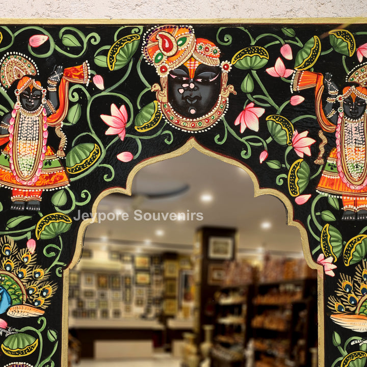 Handcrafted Pichwai Shrinathji Mirror Frame Wall Décor