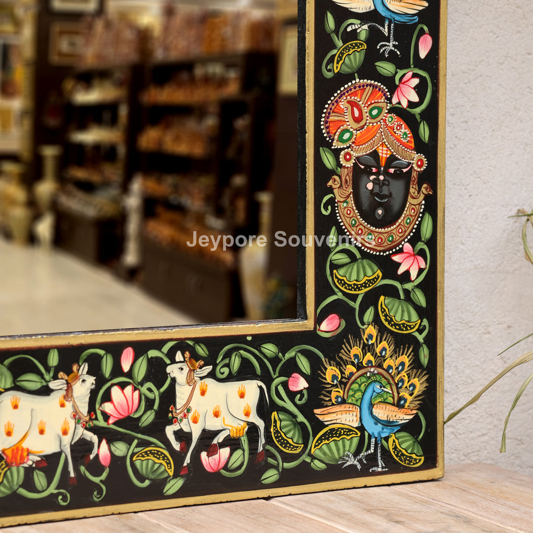 Handcrafted Pichwai Shrinathji Mirror Frame Wall Décor