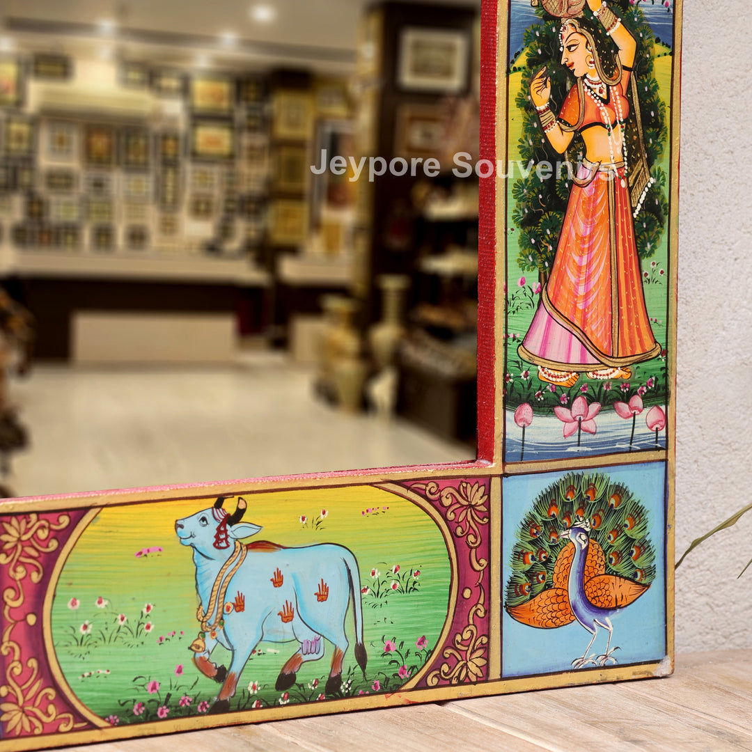 Handcrafted Radha Krishna Pichwai Decorative Wall Mirror