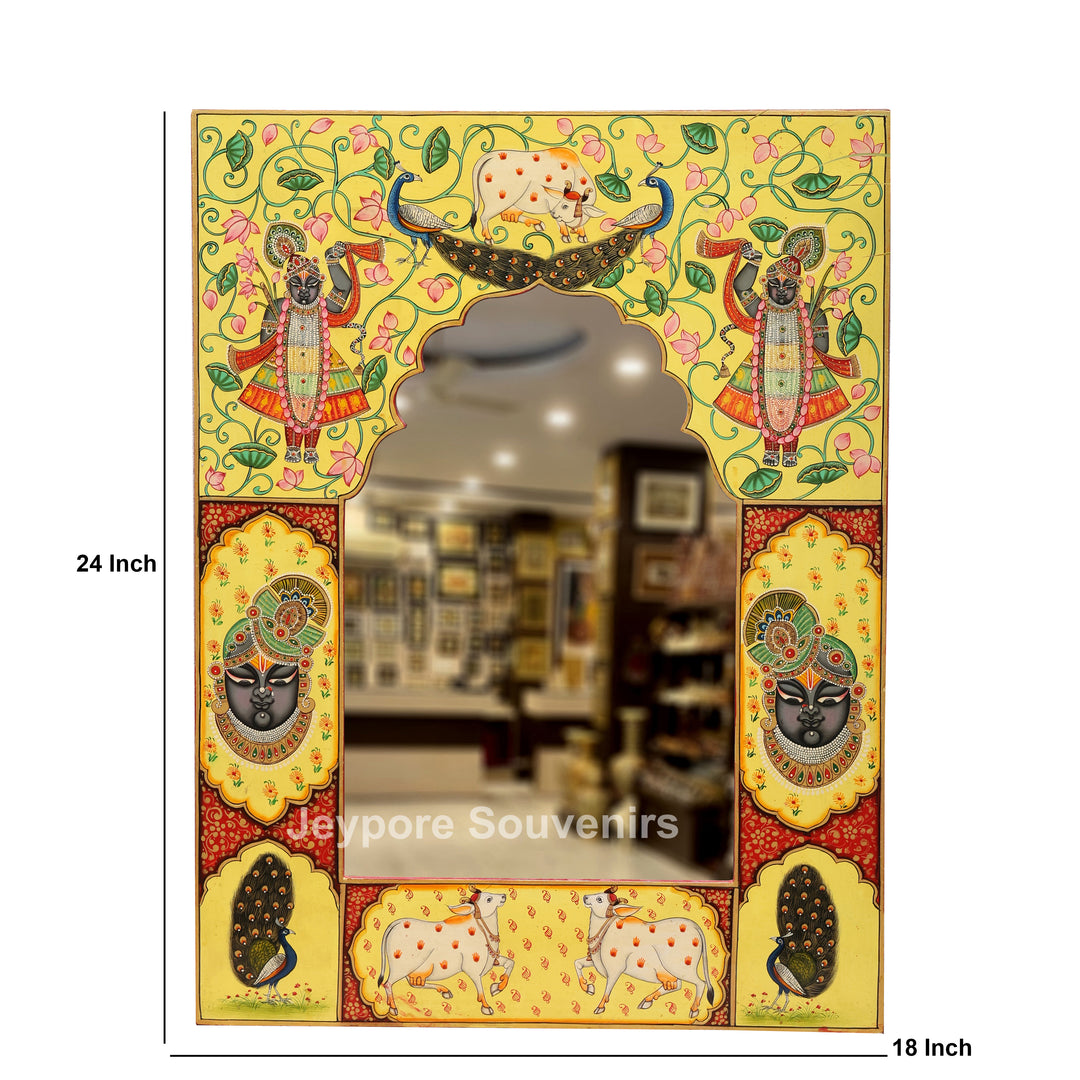 Handcrafted Pichwai Shrinathji Jharokha Wall Mirror