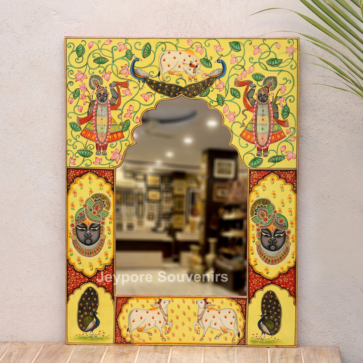 Handcrafted Pichwai Shrinathji Jharokha Wall Mirror