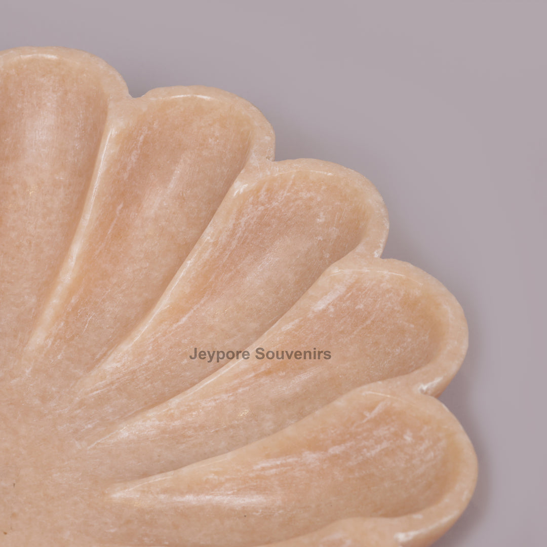 Hand-Carved Peach Marble Lotus Urli Bowl