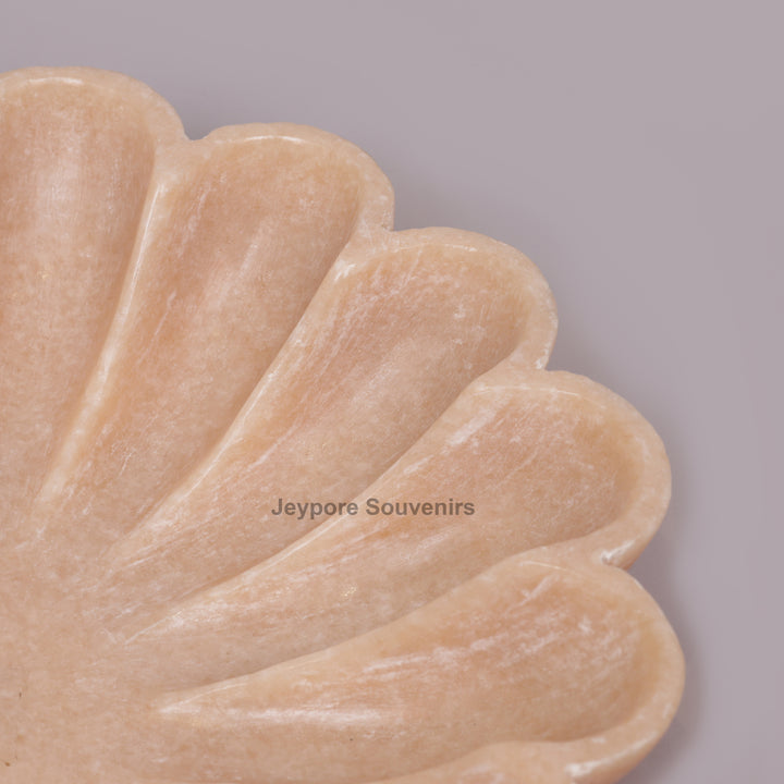 Hand-Carved Peach Marble Lotus Urli Bowl