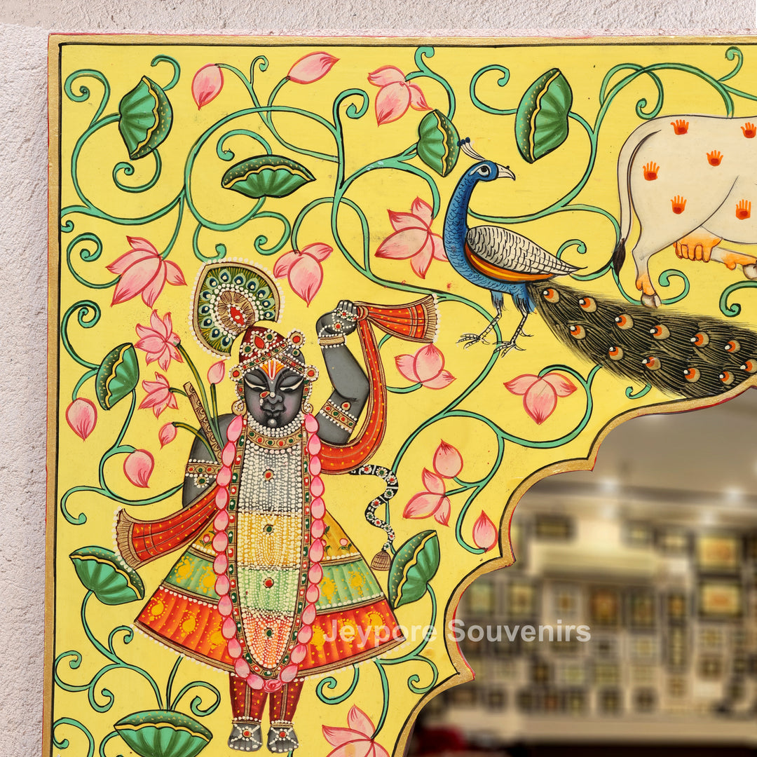 Handcrafted Pichwai Shrinathji Jharokha Wall Mirror